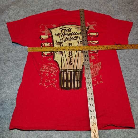 Full Throttle Saloon Sturgis T-Shirt Size Medium Red Front Back Guitar Biker Bar - Picture 6 of 10